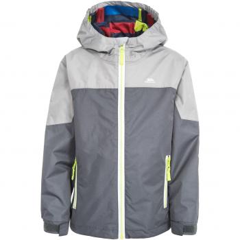 Trespass tiebreaker de los niños Impermeable Lluvia Chaqueta con Capucha Desmontable, Infantil, Color Gris Oscuro, tamaño Talla 3/4
