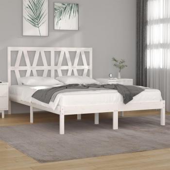 Cama de madera maciza de pino blanca 140x200 cm