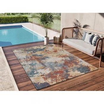 Alfombra Vintage Multicolor para Exterior/Interior 160x230 cm - Estilo Abstracto Elegante y Duradero
