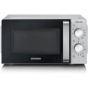 Microondas con grill 2 en 1 SEVERIN MW 7780, potencia de 700 W, 9 niveles de potencia, función de descongelación, incluye rejilla y plato giratorio, capacidad de 17 L, color