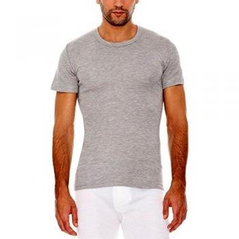 ABANDERADO 0000806- Camiseta Manga Corta Cuello Redondo Termal Efecto Calor De Fibra De Invierno, Gris