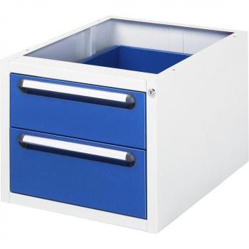 Contenedor de Subestructura RAU con 2 Cajones, Altura 395 mm, Dimensiones 480x395x600 mm, Color Gris Claro y Azul Encián