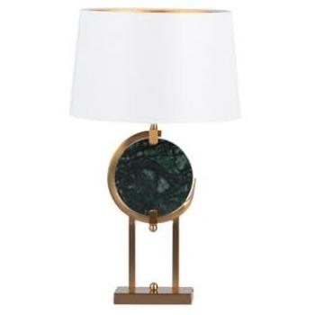 Lámpara de Mesa Adda Home Metal Mármol Dubai 40x40x67 Cm - Verde / Dorado / Blanco / Textil