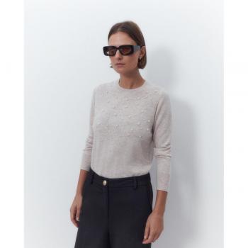 Jersey de punto con perlas para mujer