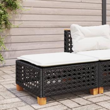 Taburete de jardín con almohada negro 63,5x56x32 cm en Polyrattan