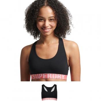 Sujetador Superdry Large Logo Crop Lette negro rosa mujer