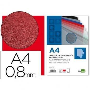 Liderpapel TE13 - Pack de 50 tapas de encuadernación, color rojo, A4, 0.8 mm