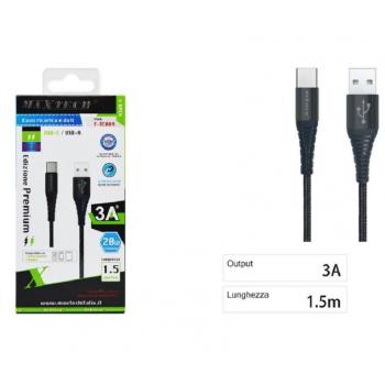 Cable USB A a Type C de Datos y Carga 1.5 Metros 3A para Samsung y Huawei Maxtech F-TC009