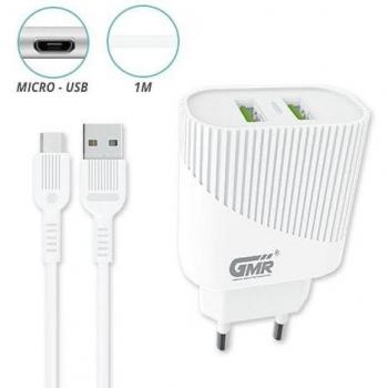 Cargador USB Dual 2.4A con Cable MicroUSB