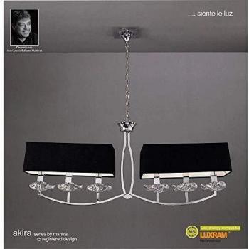 Lámpara colgante Akira cromo 6 luces con pantalla negra