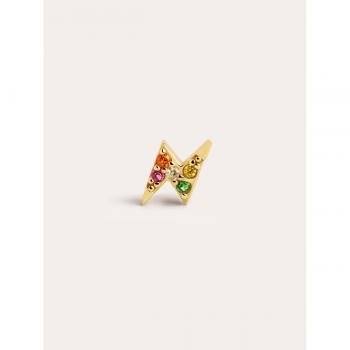 Pendiente Suelto Rayo Colors Singularu - Elegante Pendiente con Circonitas de Colores en Plata de Ley 925 y Baño de Oro de 18 Kt