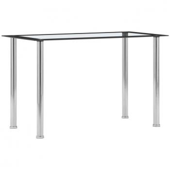 Mesa de Comedor Día y Noche - Vidrio Templado Negro Transparente 120x60x75 cm