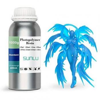 SUNLU 3D Printer Rapid Resin LCD UV-Curing Resin 405nm Standard Photopolymer Resin for LCD 3D Printing 500 gram, Transparent Blue