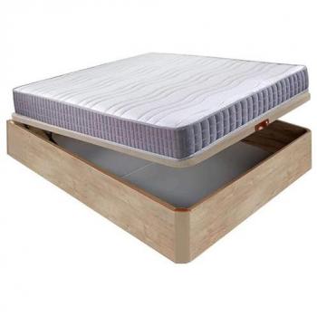 Colchón Viscoelástico 19 cm Firmeza Alta + Canapé Abatible Madera 3D Transpirable 34 cm - 90x190 cm - Roble Económico