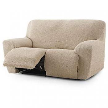 Funda sofá Relax 3 plazas bielástica Roc color beige 200 - 260 cm, elástica y premium, adecuada para sofás reclinables