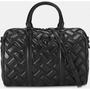 Bolso de mano mediano Kensington Boston Drench de piel grabada en negro
