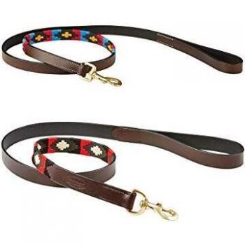 Weatherbeeta Correa De Perro Polo De Cuero - Cowdray Marrón/Rosa/Azul/Amarillo