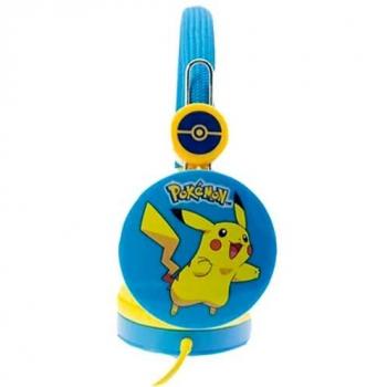 Auriculares Infantiles OTL Technologies Pokémon Pikachu con Limitador de Volumen, Color Azul, para Niños de 3 a 7 Años
