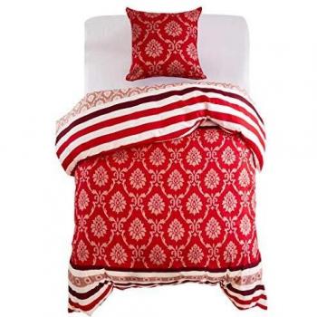 vidaXL Funda Nórdica 2 Piezas Diseño a Rayas 135x200/80x80cm Ropa de Cama Roja