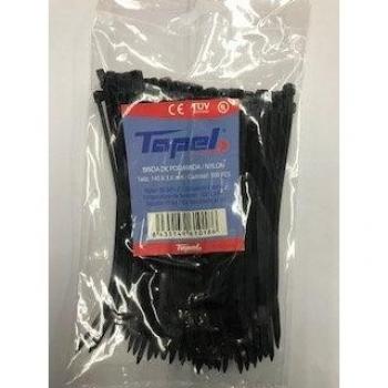 BOLSA DE BRIDAS DE NYLON ( 100 UNIDADES) (NEGRO, 140 X 3,6 mm)