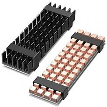Disipadores Térmicos para SSD M.2 2280, Aluminio + Cobre, Kit de 2 Piezas con Almohadillas Térmicas