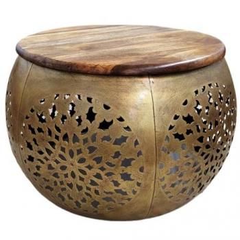 Mesa Auxiliar Dorada 62x62x41cm - Mueble Auxiliar Signes Grimalt