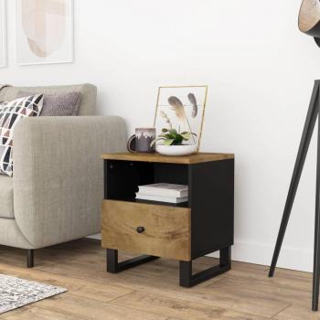 Solid Mango Wood Bedside Cabinet with Engineered Wood