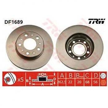 Disco de freno TRW DF1689, tipo: disco de freno, características: fabricado por TRW, diseño específico para vehículos, alta resistencia al desgaste, óptima disipación del calor, compatible con múltiples modelos de automóviles