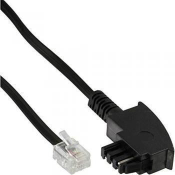 Cable TAE-F 6 polos 4 hilos, conector TAE-F a RJ11, 20 metros