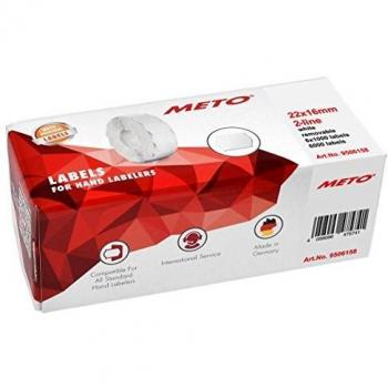 Etiquetas Meto 9506158 para Preisauszeichner, 22 x 16 mm, blancas, separables y reutilizables, 6000 unidades en 6 rollos