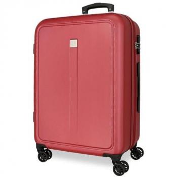 Maleta Mediana Rígida Roll Road Camboya 65cm Granate Unisex ABS/Policarbonato 56L 4 Ruedas Dobles