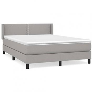 Cama Box Spring con Colchón de Tela Gris Claro 140x190 cm