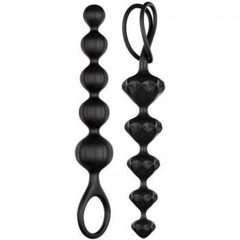 Satisfyer Love Beads Super Soft Silicone Anal Beads - Black, Set of 4