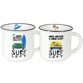 Decor And Go Mug Surf Con Caja Regalo Sigris Incluye 2 Unidades Cocina Mugs Y Vasos Colección Surf