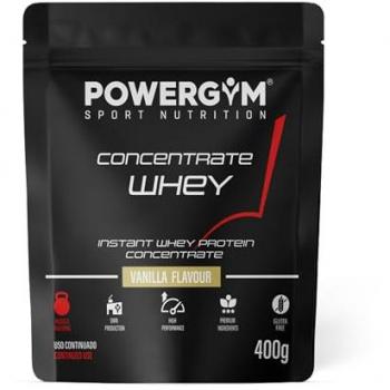 Proteína Powergym Concentrate Whey Sabor Vainilla 400 g - Alimento a base de proteína de suero de leche con alto contenido proteico que contribuye a aumentar y conservar la masa muscular, mejora el rendimiento en el ejercicio