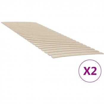 Somieres de láminas con 48 lamas 2 unidades 80x200 cm Marrón