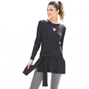 Jersey Escote Redondeado y Manga Larga Mujer by Vencastyle - 008933,Negro,3XL
