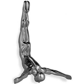 Escultura Grande de Resina 'Clavadista' Color Plateado