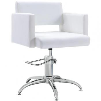 Silla de salón de belleza de cuero sintético blanco