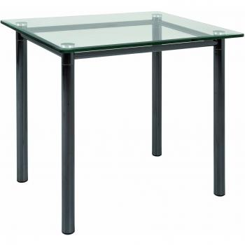 Haku Möbel 42070 Mesita Auxiliar Tubo de Acero/Vidrio Templado Negro/Niquelado