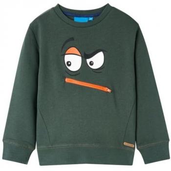 Sudadera para Niños con Estampado de Cara Ropa Infantil Jersey Verde Oscuro 116