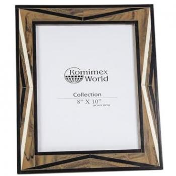 Marco de Fotos Romimex Negro Beige Resina Madera MDF 26 x 31 x 2 cm