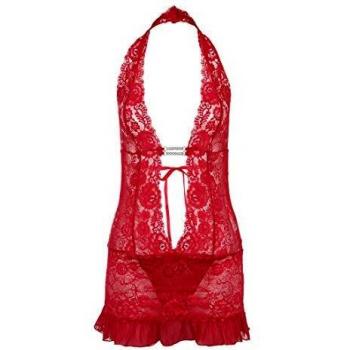 Body Neckholder LASCANA para Damas, Talla 44, Color Rojo Oscuro, Con Encaje, Ajustado y Extracorto, Lencería Sexy