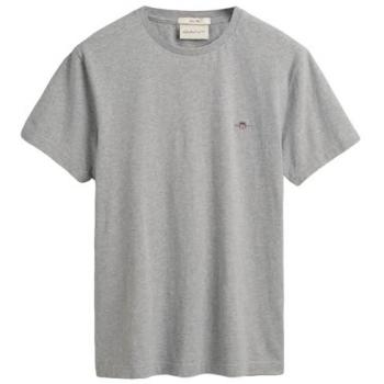 Camiseta Ajustada Gant Slim Shield Manga Corta Gris Melange para Hombre (M)