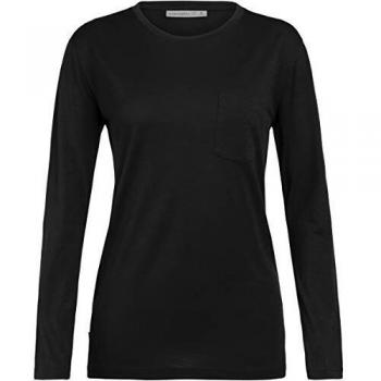 Icebreaker Ravyn - Camiseta de manga larga de merino para mujer, color negro, tamaño medium