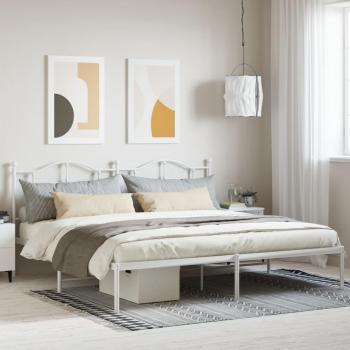 vidaXL Metal Bed Frame without Mattress with Headboard White 193x203cm