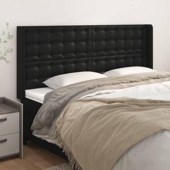 Cabecero con orejas de cuero sintético negro 163x16x118/128 cm vidaXL