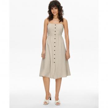 Vestido midi de tirantes con cierre de botones