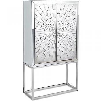 Mueble Auxiliar Rayos Plateado de MDF con Espejo y Pie de Metal 85x150x35 cm