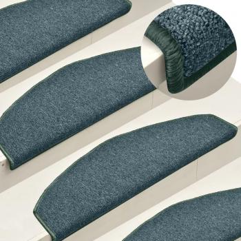 Alfombras de Peldaños de Escalera vidaXL 15 uds 65x24x4 cm Color azul, Gris claro y azul, Verde oscuro